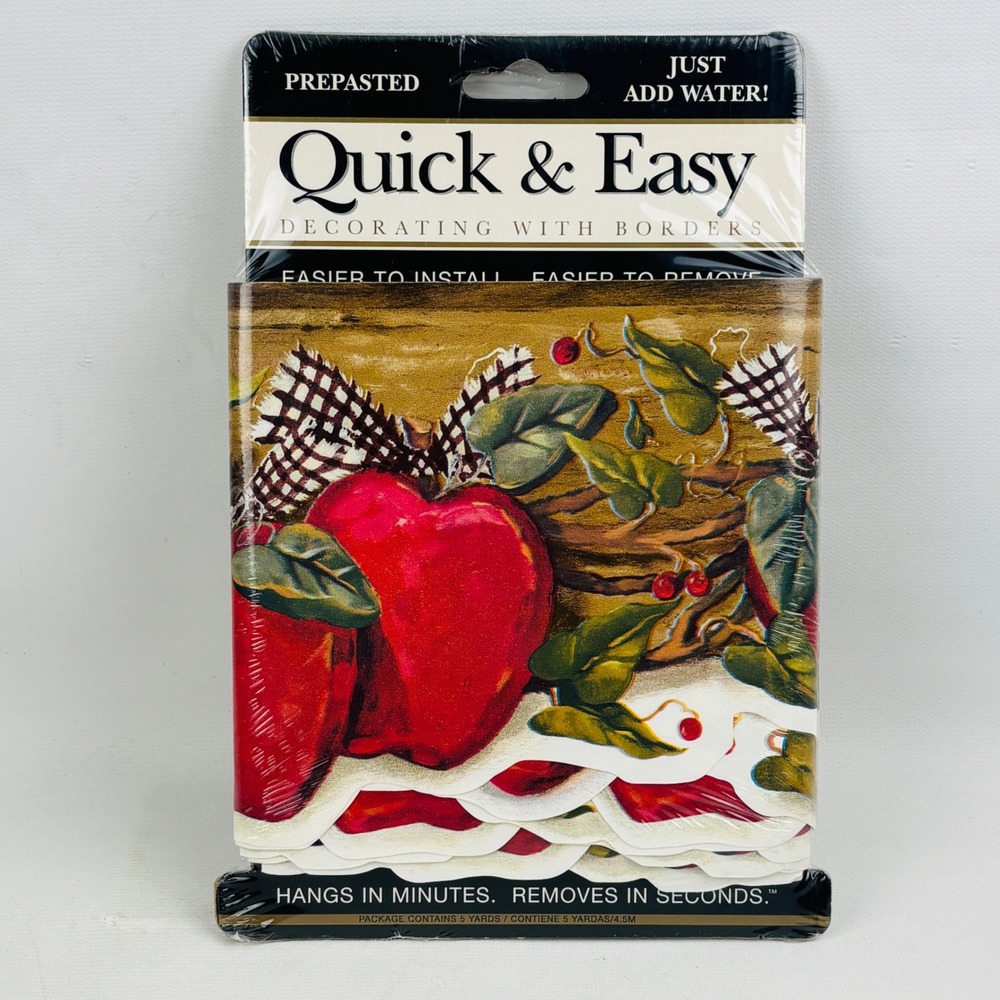 Quick & Easy Apple Garland Wallpaper Border Prepasted 5 Yards Red Green Cottage‎